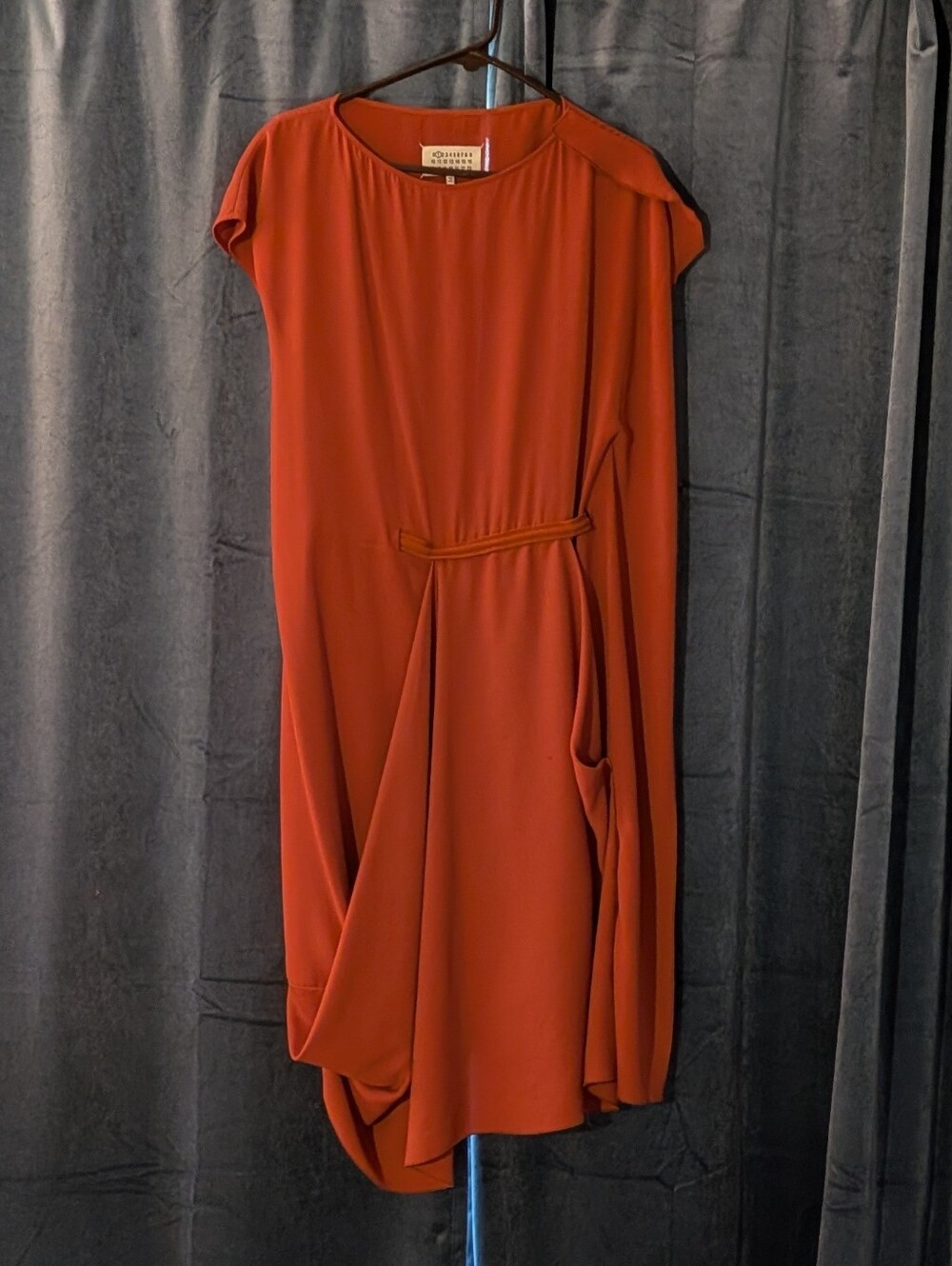 Maison Margiela Burnt Orange Draped Sculptural Dress